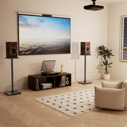 Image of ELIVED Universal Speaker Stand Pair, 31 Inch Height Bookshelf Speaker Stands for Satellite Speaker Large Speaker Up to 22 lbs, Surround Sound Speaker Stand with Cable Management, Black