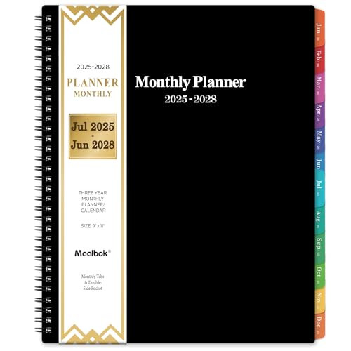 2025-2028 Monthly Planner/Calendar - July 2025 - June 2028, 3 Year Monthly Planner 2025-2028, 9'' x 11'', Calendar Planner with Colorful Tabs, Back Pocket, Holidays, Notes Pages