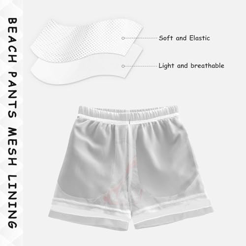 Boys Beach Board Shorts Fire Motorcycle White Swim Trunk Teen Swimwear 8-16Y4