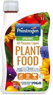 Phostrogen 86601205 Organic All Purpose Liquid Plant Food, 1L - All Purpose Organic Fertiliser Enriched with Seaweed Extract for Healthy Growth, More Vegetables, Brighter Blooms