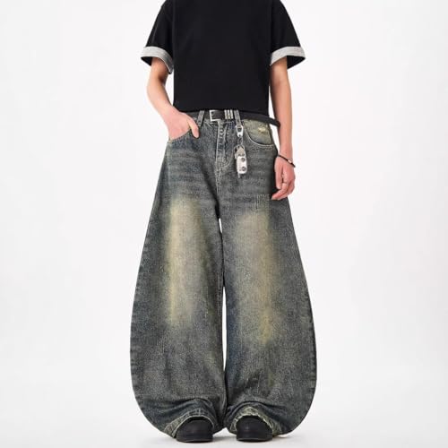Baggy Jeans for Men Casual High Waisted Y2k Vintage Loose Fit Hip Hop Streetwear Wide Leg Skater Jeans2