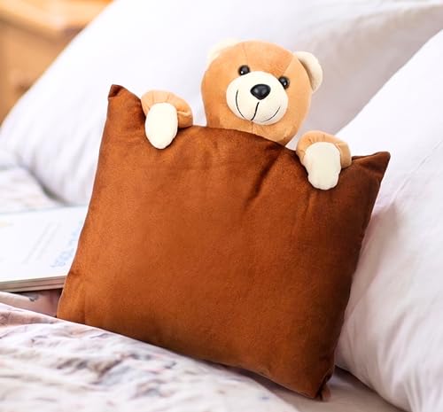 Image of Tickles Soft Teddy Cushion Stuffed Plush Pillow Toy for Kids Boy & Girls (Size: 33 cm Color: Brown)