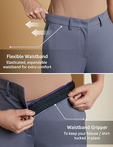 Image of Symbol Premium Women Mid Rise Cotton Tapered Trousers (Flexi-Waist | Smart Casual Pants) (Available in Plus Sizes)