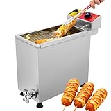【Grande capacité et gain de temps】: la friteuse est équipée d'un grand réservoir d'huile de 25 litres et de deux rangées de 12 crochets pour un chargement et un déchargement rapides et faciles des aliments. Elle peut frire jusqu'à 12 corn dogs à la fois, produisant 72 à 120 corn dogs par heure, améliorant considérablement l'efficacité du service et répondant facilement aux pics de demande.