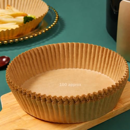 Image of Signamio Air Fryer Paper Sheets - 100 Pcs Airfryer Paper Sheets, Air Fryer Accessories, Heat Resistant, Greaseproof, Waterproof, Safe for Temperatures Up to 230C - Round