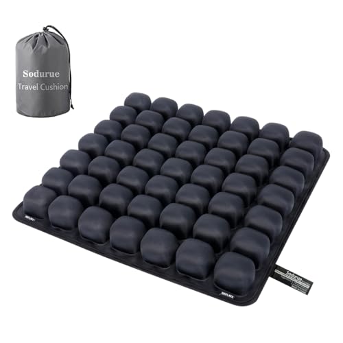 Sodurue Travel Cushion Airplane seat,Airplane seat Cushion for Long Flights,Press Type air Inflatable Wheelchair seat Cushion,49 airbags,for Car,Office,Stadium,Ergonomic Comfort Support,Heavy Duty