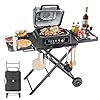 Outdoor portable grill table cart for ninja woodfire grill og701 og850 og951 51in large foldable grill table for blackstone ooni weber grill stand with paper towel holder and j hooks  urban country home decor