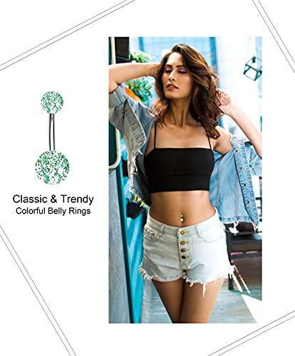 Evelical 24Pcs 14G Stainless Steel Belly Button Rings For Women Girls Acrylic Screw Navel Bars Body Piercing Jewelry #TOP3