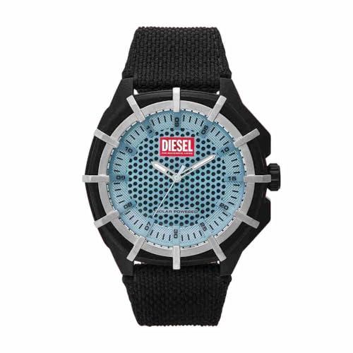 DIESEL Framed Watch for Men, Solar Powered Quartz Movement with Silicone or Leather Strap