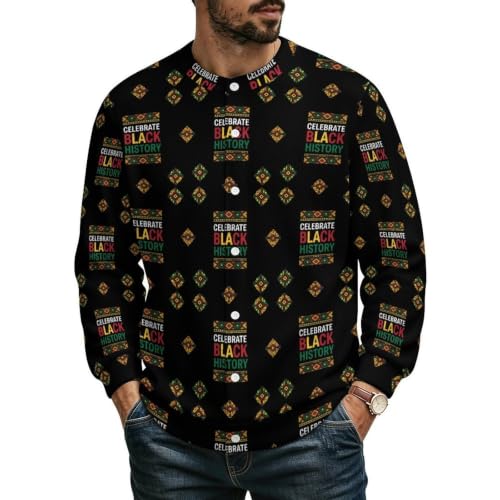 Black History Month Mens Cardigan Sweater Button Down Knit Loose-Fit Open Casual Vintage Africa