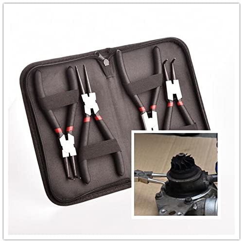 Agoobo 4 Pack Snap Ring Pliers Set,7 Inch Heavy Duty Internal/External Precision Cir-Clip Retaining Ring Pliers Kit With Straight/Bent Jaw For Ring Remover Retaining And Remove Hoses With Storage Bag #TOP4
