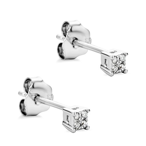 Orovi Damskie kolczyki sztyfty 9 ct / 375 białe złoto z diamentami brylantowy szlif 0,03 ct