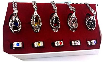 Anime Cosplay Puella Magi Madoka Magica Soul Core Gem 5 Necklace With 5 Tail Ring