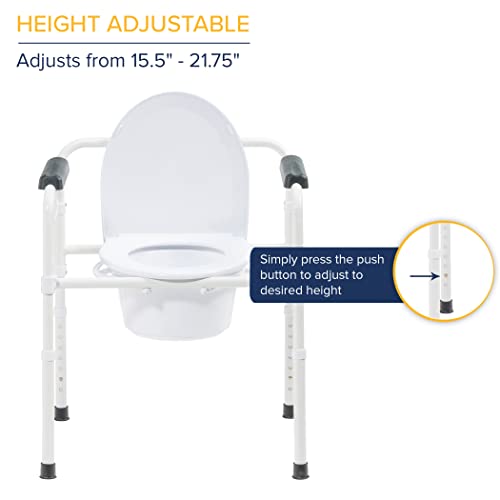 Image of Drive Medical Bedside Commode Chair with Toilet Paper Holder, White | Includes Toilet Paper Holder and Liner Sample for Complete, Ready-to-Use Bedside Commode Setup at Home