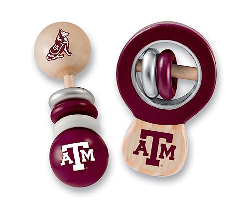 Babyfanatic Wood Rattle 2 Pack - Ncaa Texas A&M Aggies - Officially Licensed Baby Toy Set #TOP28