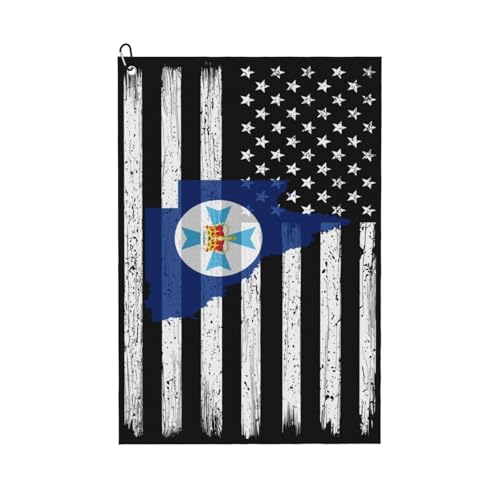 NAZIIQW US and Flag Map of Queensland Golf Towel for Golf