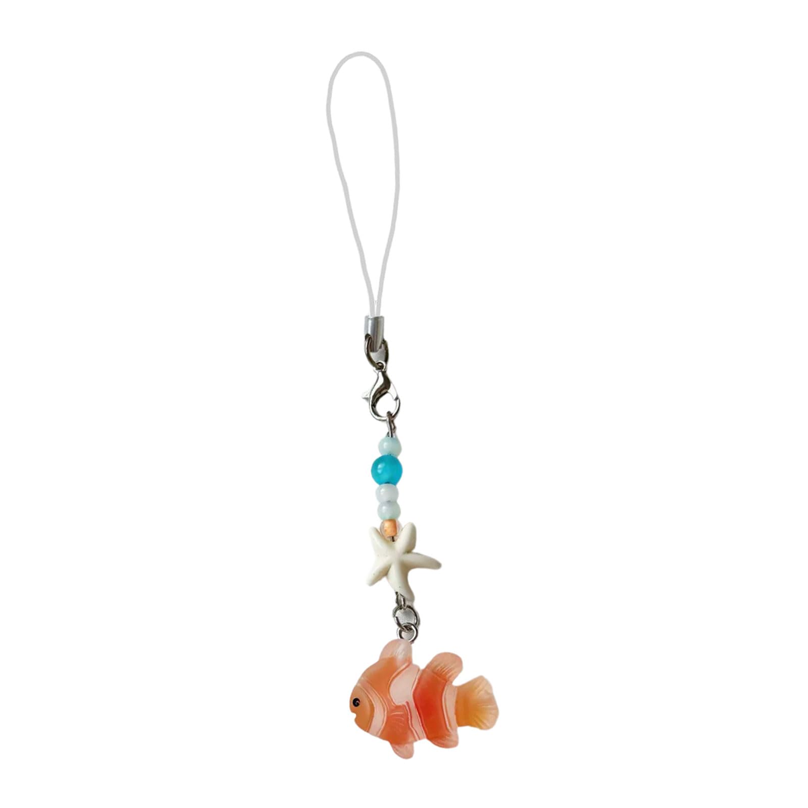 NEWFT Elegant Phone Charm Beaded Star Mobile Chain Fish Pendant Bag Accessory Stylish Bag Pendant Perfect for Any Occasion