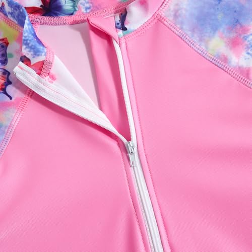 Image of Girls Rash Guard 3 Piece Swimsuit Set UPF 50+ Long Sleeve Swim Skirt Sets Size 6-12 Years