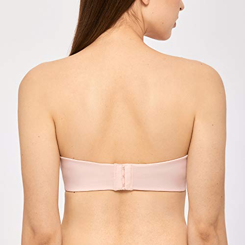 Delimira Women's Strapless Bra Plunge Push Up For Big Busted Lace Slightly Lined Support Lift Plus Size Apricot Pink 42D #TOP2