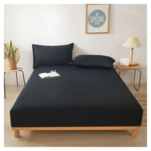 XYHTPP 3 Pieces Cotton Fitted Bed Sheet Elastic Band Solid