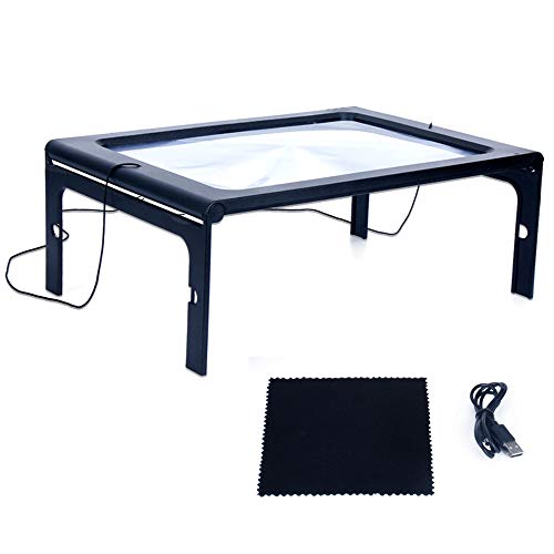 Lupe für die ganze Seite, 3-fache Vergrößerung zum Lesen, freihändige Vergrößerung mit LED-Beleuchtung, beleuchtet, faltbar, tragbar, Leselupe für ältere Kinder, niedrige Sicht Cover