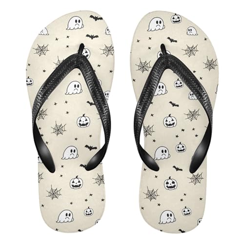 Burbuja Cute Halloween Ghosts Flip Flops for Women Men, Soft Thong Sandals Rubber Slippers for Pool Beach Essentials