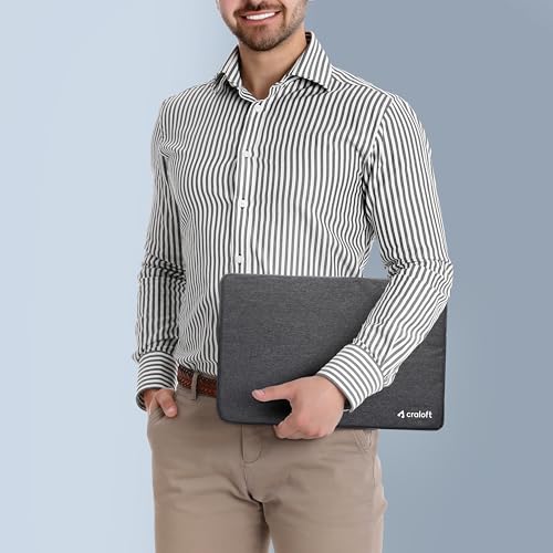 Craloft Polyester Laptop Sleeve Cover Bag 14 Inch with Charger Pouch for Dell/Hp/Asus/Lenovo/Acer (Grey_L26) - Image 5