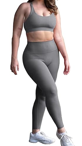Dream Gear Leggings de cintura alta para mujer, suaves, elásticos, sin costuras, opacos con control de abdomen, leggings de fitness, entrenamiento, gimnasio, yoga, pantalones elásticos de talla