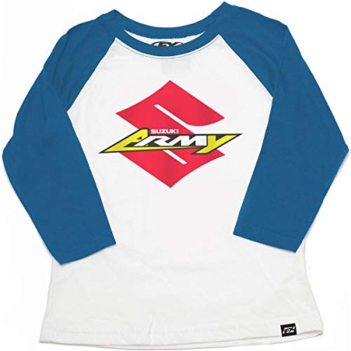 Factory Effex Youth Suzuki Army Baseball T-Shirt (X-Large) (Royal/White)