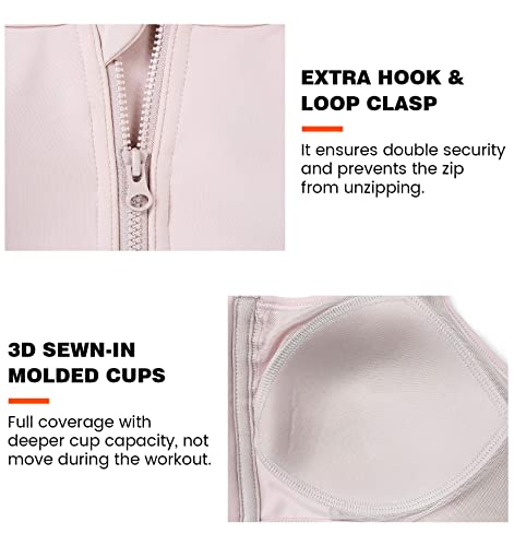 Yvette High Impact Sports Bra - Zip Front Full Coverage Sports Bras For Plus Size Women Purple #TOP2