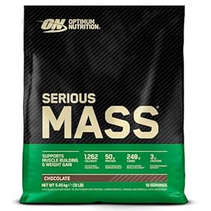 Optimum Nutrition Serious Mass Protein Powder High Calorie Mass Gainer with Vitamins, Creatine and Glutamine, Chocolate, 16 Servings, 5.45 kg
