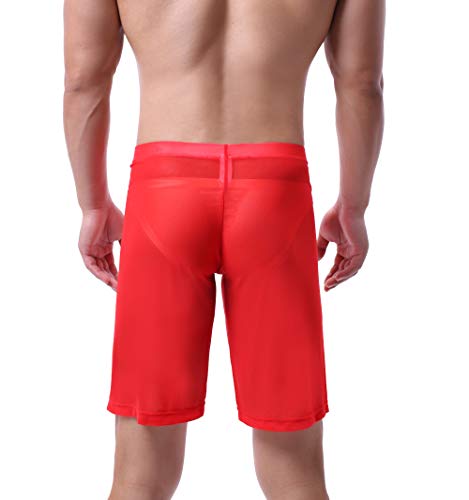 Evankin Men's See Through Shorts Mesh Loose Shorts Lounge Underwear Cover up Boxer Trunks4