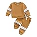 BULINGNA Toddler Baby Boy Fall Winter Clothes Long Sleeve Crewneck Pullover Sweatshirt Jogger Pants Set 2Pcs Contrast Outfit (Khaki, 6-12 Months)