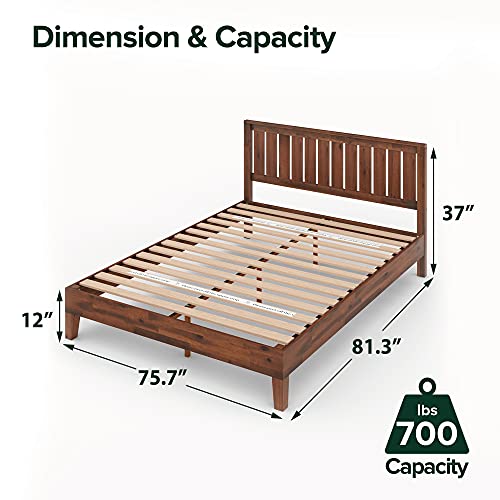 Image of Zinus Vivek Deluxe Wood Platform Bed Frame with Headboard, Wood Slat Support, No Box Spring Needed, Easy Assembly, King