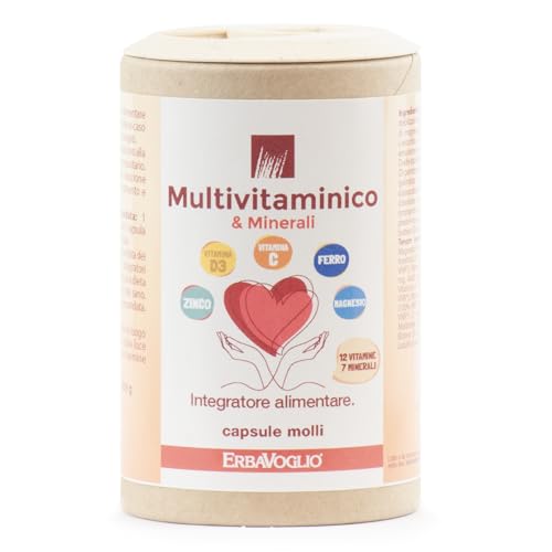 Erbavoglio Multivitaminico & Minerali - 60 capsule - Integratore alimentare convenzionale - Per il benessere quotidiano, aiuta a sostenere le funzioni fisiologiche e contrasta la stanchezza.