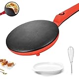 electric crepe maker quick heat,Instant 8' Elektrischer Crêpes-Maker mit Griff,Temperatur-Automatik, Sofort Backautomat für Crepes, Pfannkuchen & Tortilla,Für Pancakes und Taccos(B)