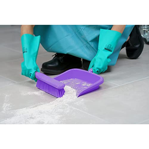 Image of SPARTA Large Handheld Dustpan with Hanging Hole, Heavy-Duty Plastic Dustpan with Wide Lip for Countertops and Surfaces, Plastic, 10 Inches, Purple, (Pack of 12)