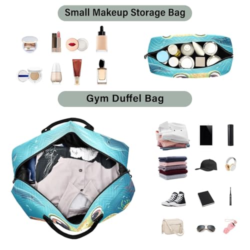 ​​Large Foldable Travel Duffel Bag, Waterproof Gym Bag for Men & Women, Carry-On Luggage Weekender Overnight Bag, Cartoon Swimming Turtle4
