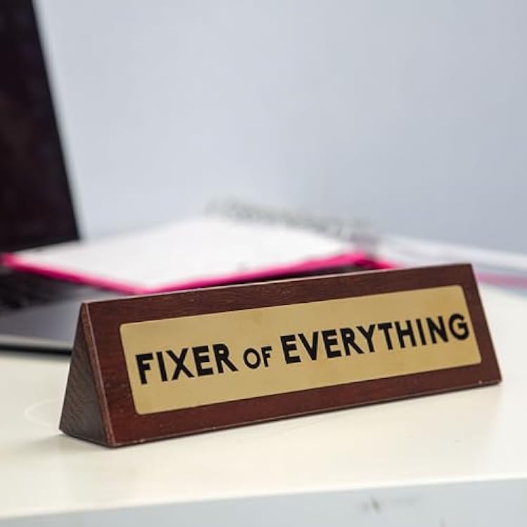 Boxer Gifts Fixer of Everything Desk Sign Funny Gift for Boss & Coworkers on Birthdays or White Elephant Gag Office Decor 7.5 x 2 in