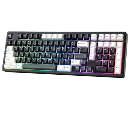 �u���b�N�A���~�j�E�����J�j�J���Q�[�~���O�L�[�{�[�h QMK VIA ���C�����X�J�X�^�� RGB �T�|�[�g BT 2.4 �O���� USB �K�X�P�b�g Win AL98 �ƌ݊���(Black)