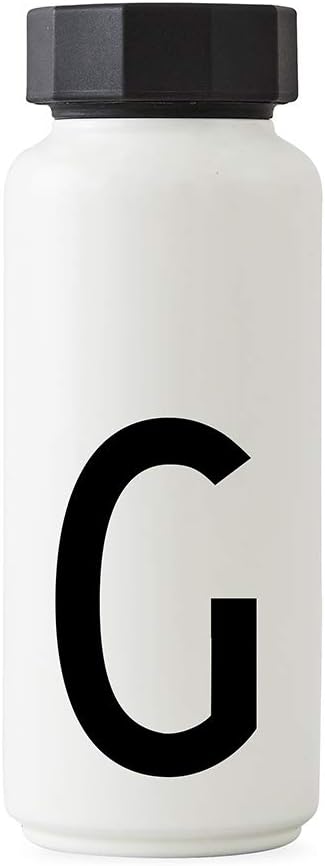 Design Letters Vacuum insulated wide mouth water bottle | 17 oz | Double Wall insulated tumbler in Stainless Steel | Thermo flask for travel and gym | BPA and BPS-free | White