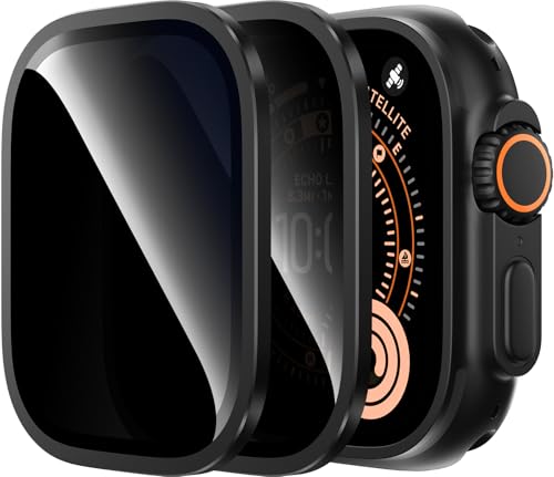 Uyiton Apple Watch Ultra 3/2/1�p �X�N���[���v���e�N�^�[ - [26�x�v���C�o�V�[] �`�^�������t���[�� & 9H�����K���X �^�b�`�Z���V�e�B�u �~���^���[�ی� iWatch�X�N���[���v���e�N�^�[ 49mm �u���b�N 2���p�b