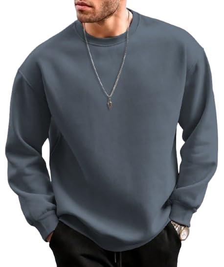 vcanee Men's Black Sweatshirt with Necklace, Long Sleeves, 100% Cotton-picture-28
