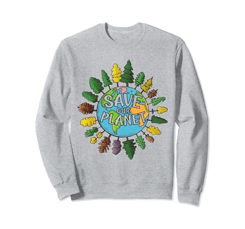 Salva nuestro planeta Cartoon Earth Day para niños Sudadera