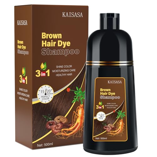 IIIMEIDU Brown Hair Dye Shampoo 3-in-1 Herbal 500ml