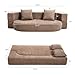 HENGJIANYI Folding Sofa Bed, Convertible Futon Sleeper Bed, 2-in-1 Foldable Floor Mattress with 2 Pillows, Breathable High-Density Foam Lazy Couch, Comfy Lounge Chair, Twin Size, Brown