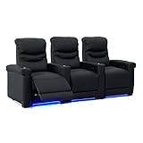 Octane Challenger XS700 Row of 3 Seats, Straight Row in Black Leather with Power Recline