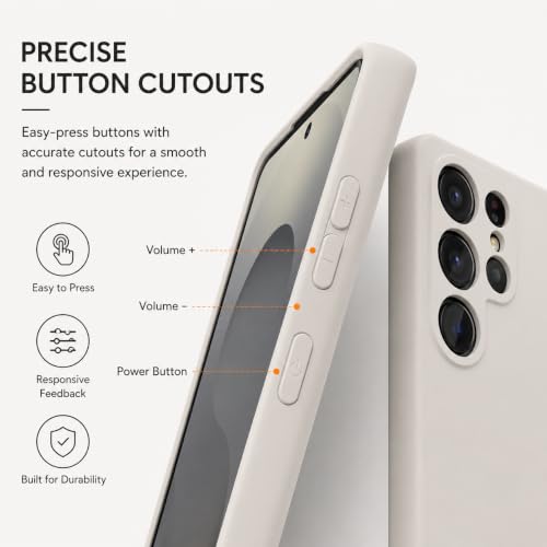 Image of DIZORO Microfiber Candy Case Compatible for Samsung S24 Ultra Smooth Touch Cushion Liquid Soft Silicone Rubber Phone Cases Non-Slip Full Body Protective Shockproof Back Cover (Stone Grey .)