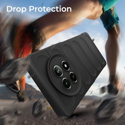 Image of A rtistque Liquid Silicone Stripes Back Cover Case for Realme Narzo 70x 5G / N65 / Realme 13 /12 / 12X 5G / C65 5G | with Camera Protection | with Inner Fabric | Anti Slip Grip | AirBag Case - Black