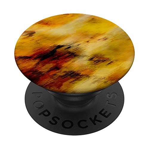 Yellow, orange, and burnt sienna abstract art PopSockets Swappable PopGrip, Black
